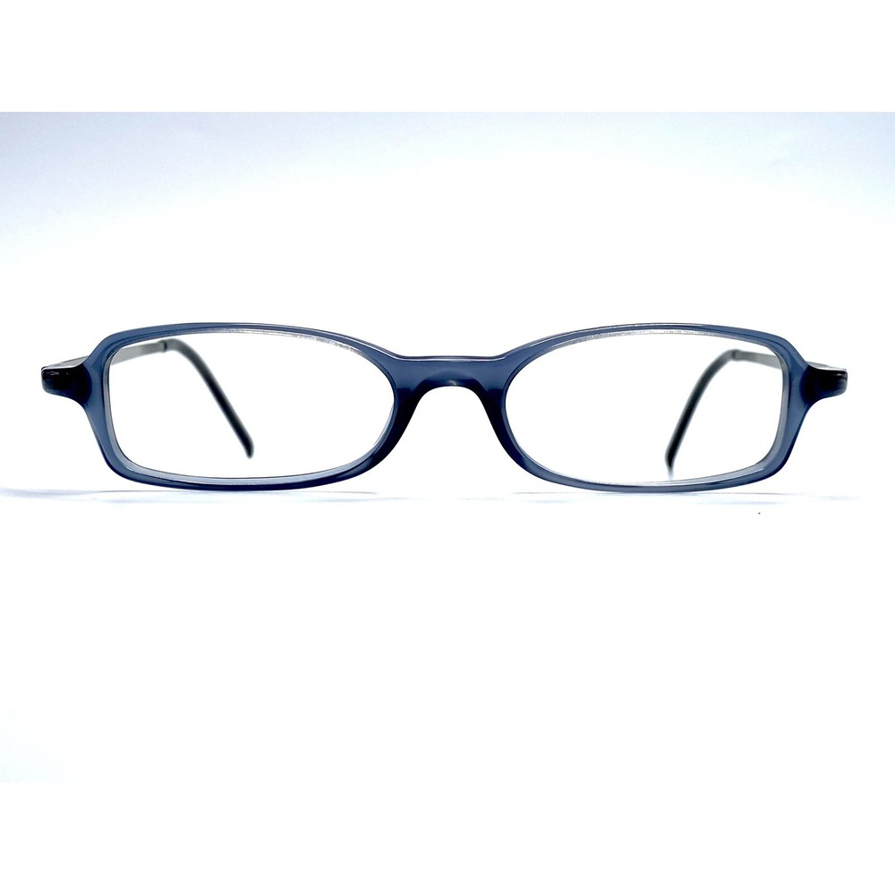 Prada Blue Gray Rectangular Glasses Silver Temples Italy VPR14E 47 17 140